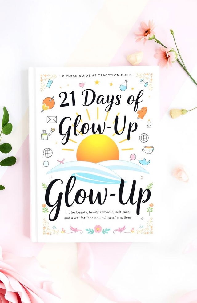 An inviting and inspiring layout of a guide titled '21 Days of Glow Up', featuring a colorful and vibrant design