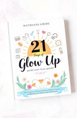 An inviting and inspiring layout of a guide titled '21 Days of Glow Up', featuring a colorful and vibrant design