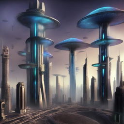 Illustrate a city inhabited by plasma aliens as conceptualized by scientific speculations.