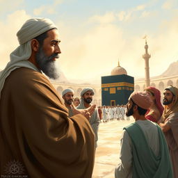 A respectful and detailed artistic depiction of the Prophet Muhammad, inspired by traditional Islamic art and culture, illustrating significant moments from the Sunnah and Sirah