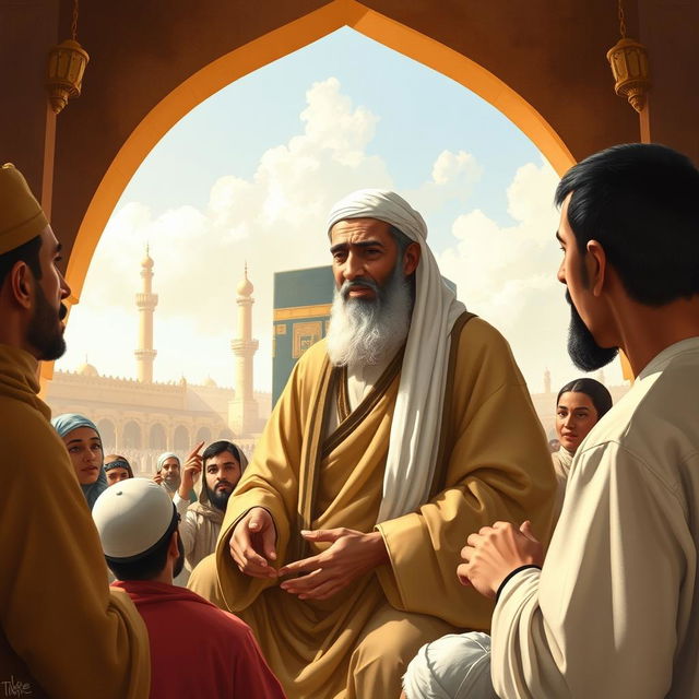 A respectful and detailed artistic depiction of the Prophet Muhammad, inspired by traditional Islamic art and culture, illustrating significant moments from the Sunnah and Sirah