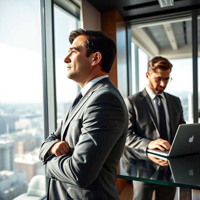 A captivating scene depicting two CEOs in a modern office environment