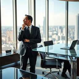 A captivating scene depicting two CEOs in a modern office environment