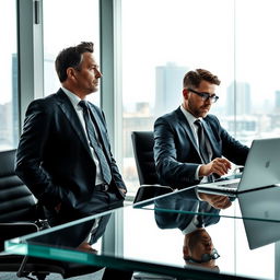 A captivating scene depicting two CEOs in a modern office environment