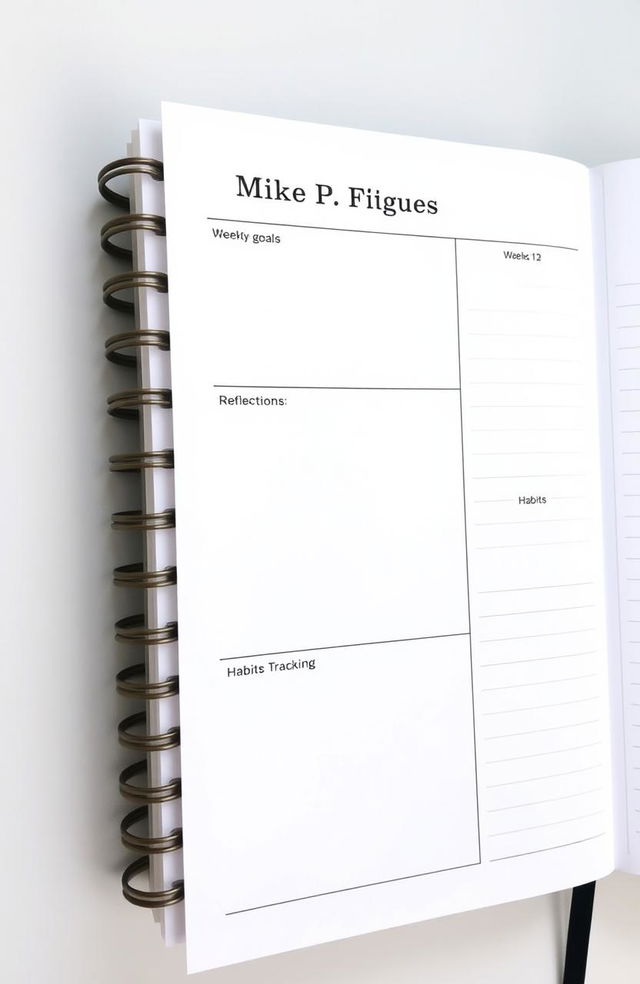 A minimalist personal development planner layout for weeks 1 to 3, featuring a clean and simple design