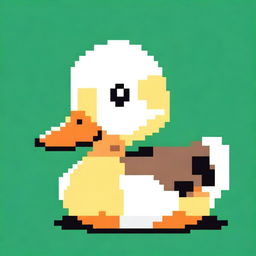 Generate an image of a cute duck that is 10 pixels high in a pixellated art style.