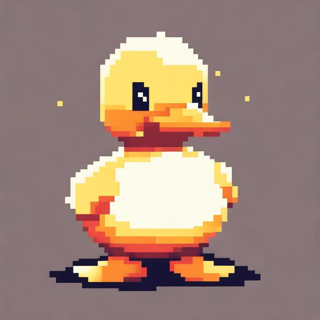 Generate an image of a cute duck that is 10 pixels high in a pixellated art style.