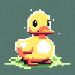 Generate an image of a cute duck that is 10 pixels high in a pixellated art style.