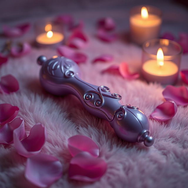 A beautifully designed, elegant sex toy with intricate details, featuring smooth curves and a glossy finish