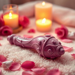 A beautifully designed, elegant sex toy with intricate details, featuring smooth curves and a glossy finish