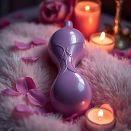 A beautifully designed, elegant sex toy with intricate details, featuring smooth curves and a glossy finish