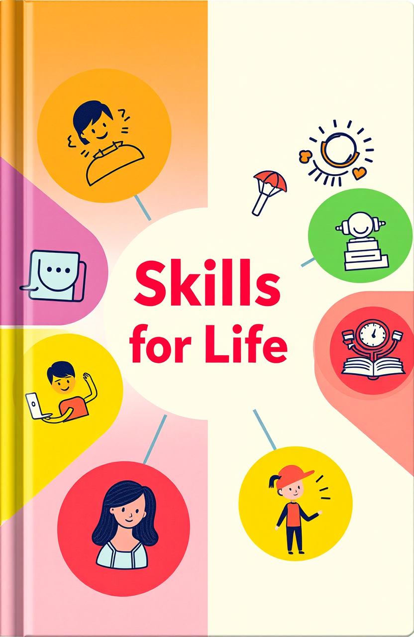 A visually appealing book cover for a self-help book titled 'Skills for Life'