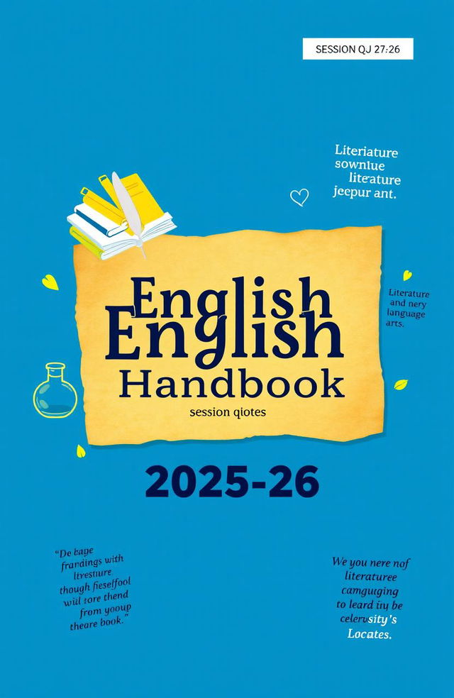 A visually appealing cover page for an English Handbook for the session 2025-26