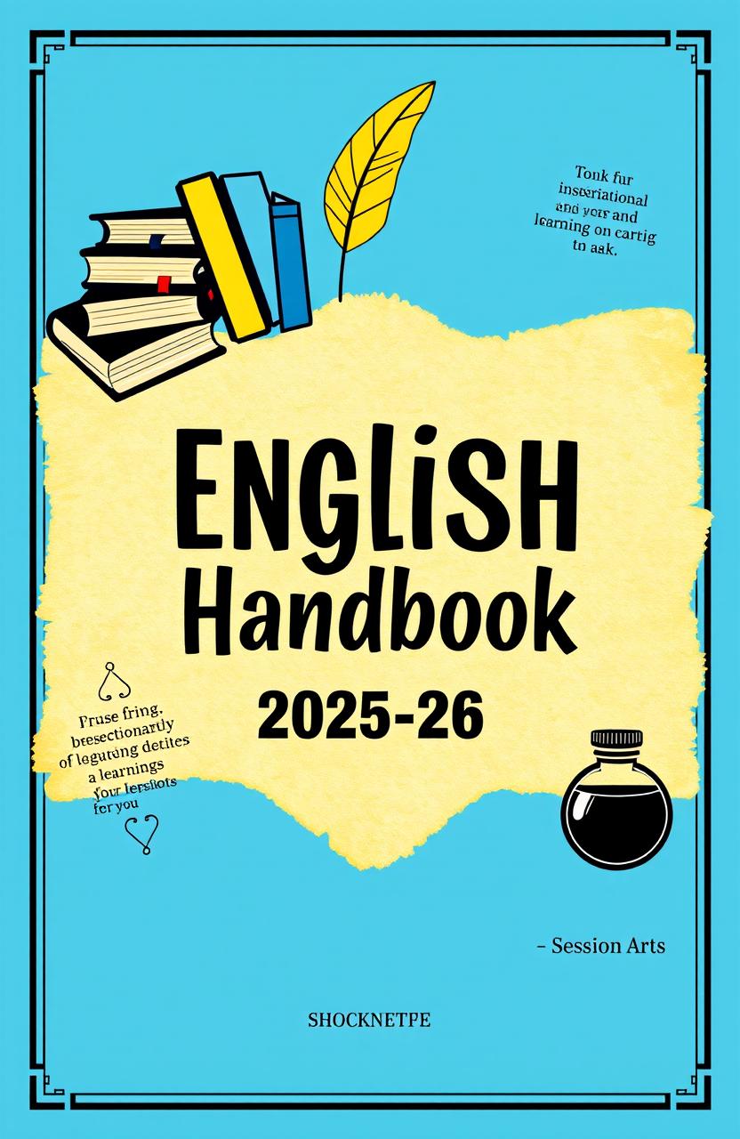 A visually appealing cover page for an English Handbook for the session 2025-26