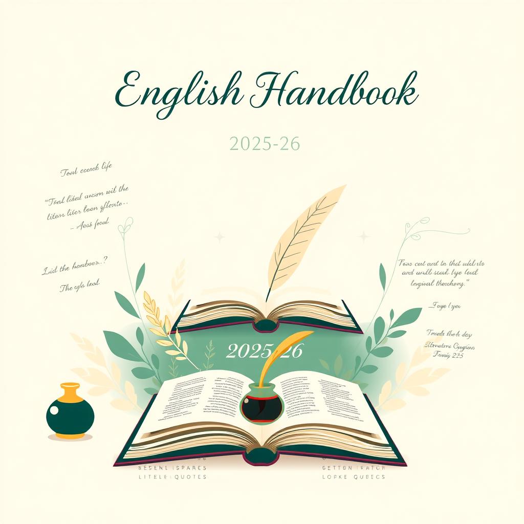 A beautifully designed cover page for an English Handbook for the session 2025-26