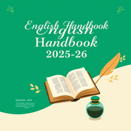 A beautifully designed cover page for an English Handbook for the session 2025-26