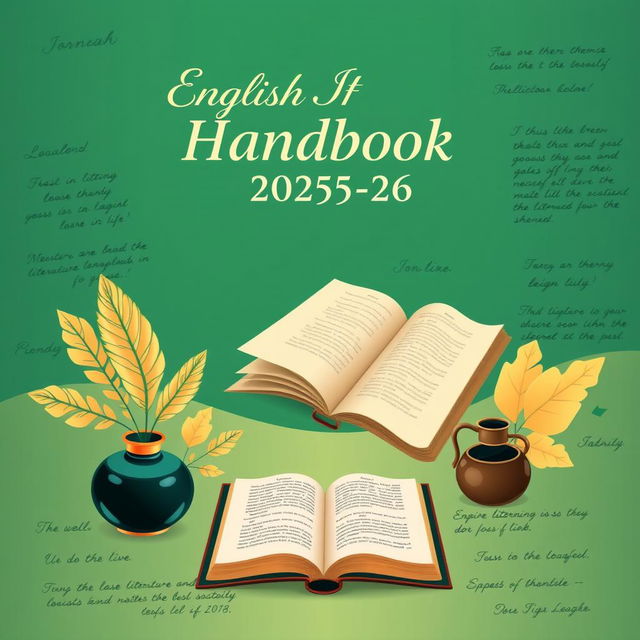 A beautifully designed cover page for an English Handbook for the session 2025-26