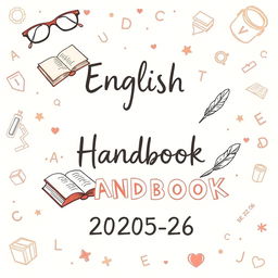 A hand-drawn style cover page for an English Handbook for the session 2025-26