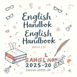 A hand-drawn style cover page for an English Handbook for the session 2025-26