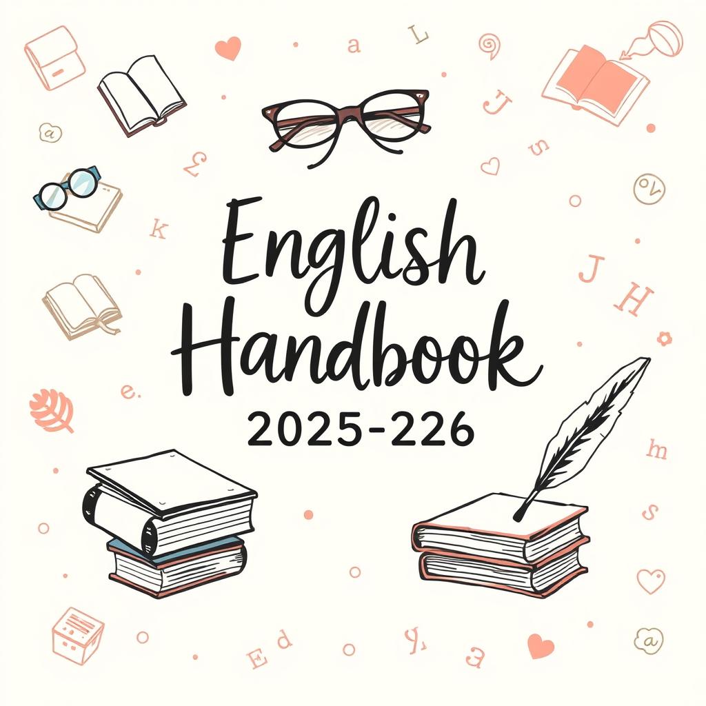 A hand-drawn style cover page for an English Handbook for the session 2025-26