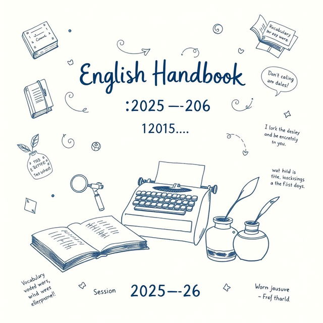 A hand-drawn cover page for an English Handbook for the session 2025-26