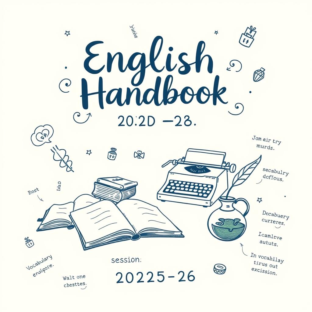 A hand-drawn cover page for an English Handbook for the session 2025-26