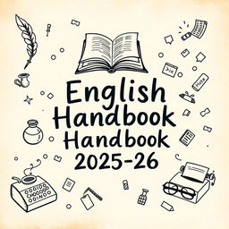A hand-drawn cover page for an English Handbook for the session 2025-26