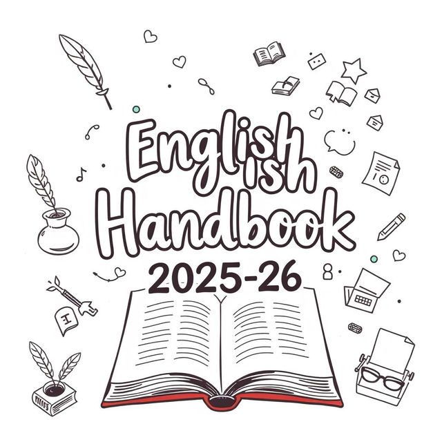 A hand-drawn cover page for an English Handbook for the session 2025-26