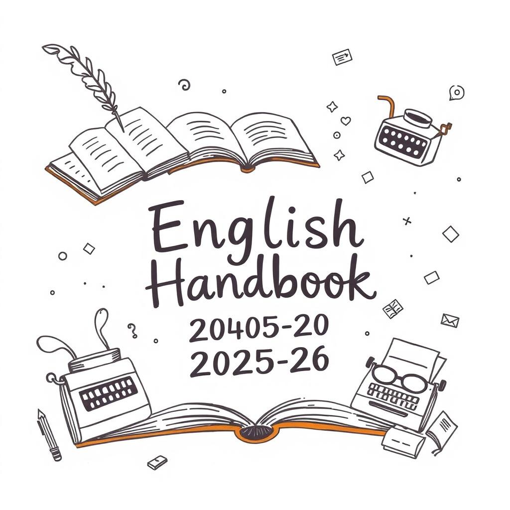 A hand-drawn cover page for an English Handbook for the session 2025-26