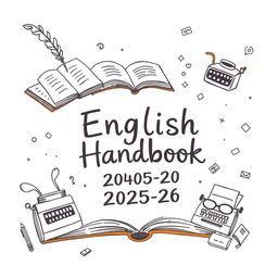 A hand-drawn cover page for an English Handbook for the session 2025-26