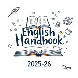 A hand-drawn cover page for an English Handbook for the session 2025-26
