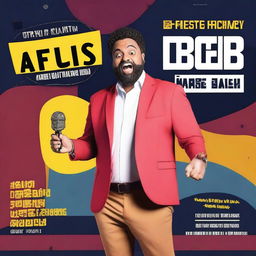 An energetic and humorous stand-up comedy show, showcasing a comedian on a spotlighted stage, entertaining a thrilled audience with hilarious anecdotes and punchlines