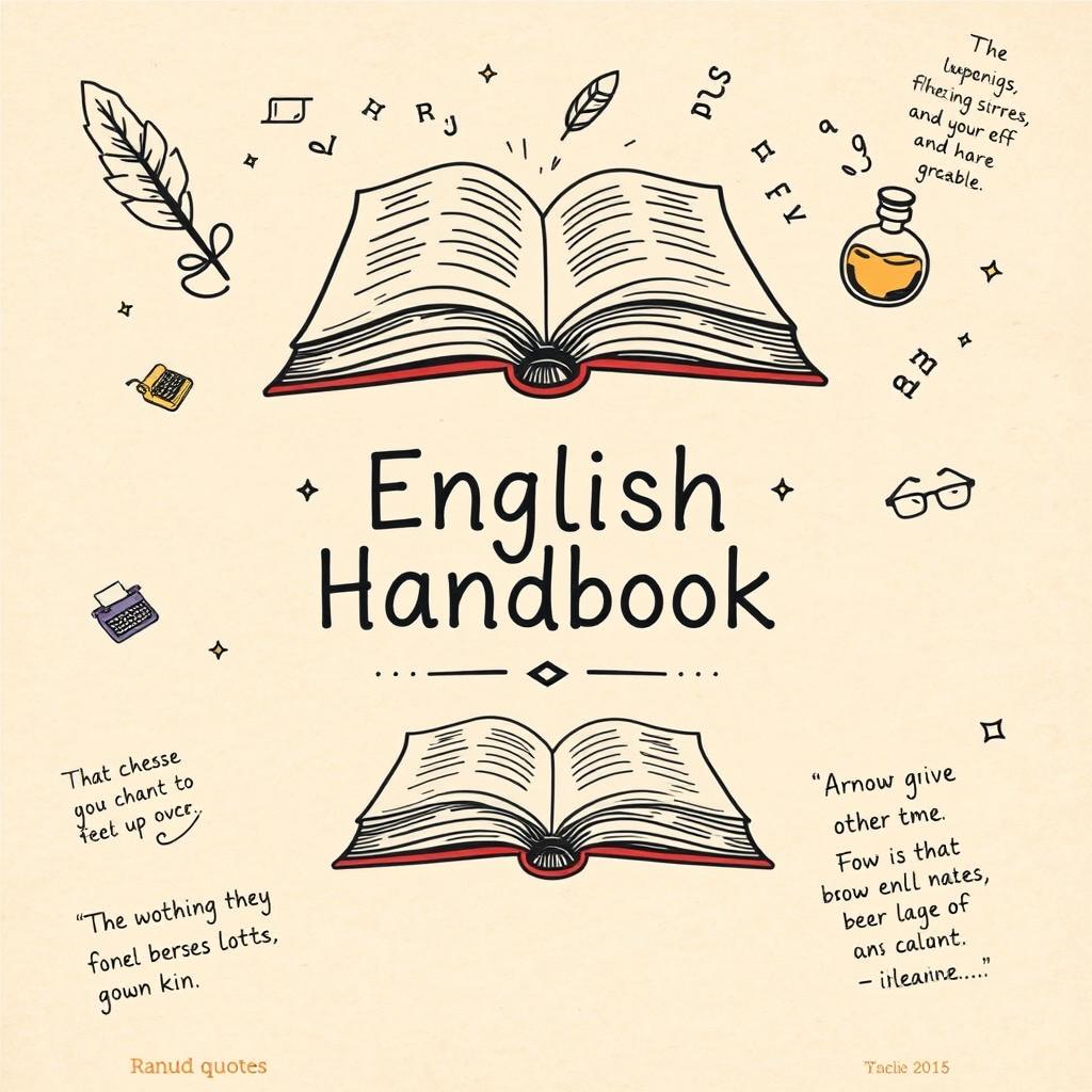 A hand-drawn cover page for an English Handbook