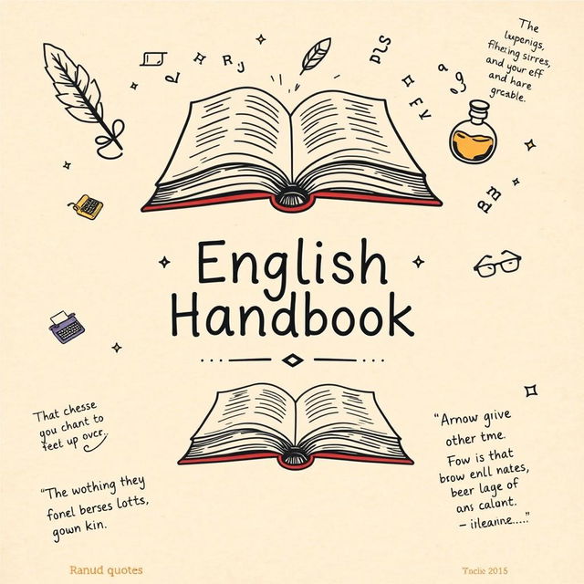 A hand-drawn cover page for an English Handbook