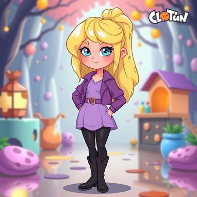 A cartoon-style avatar of an adult girl inspired by Gravity Falls and Cartoon Network art styles