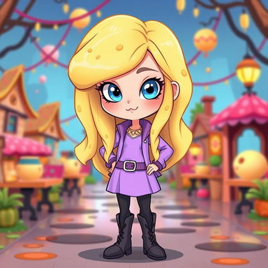 A cartoon-style avatar of an adult girl inspired by Gravity Falls and Cartoon Network art styles