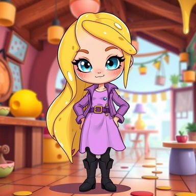 A cartoon-style avatar of an adult girl inspired by Gravity Falls and Cartoon Network art styles