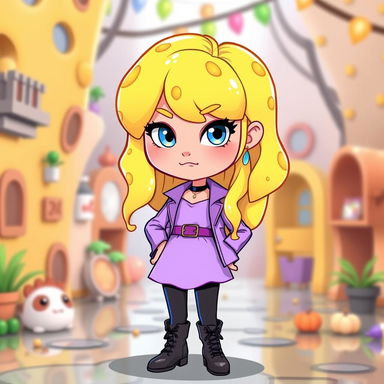A cartoon-style avatar of an adult girl inspired by Gravity Falls and Cartoon Network art styles