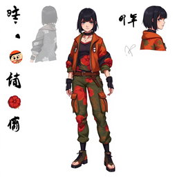Full body concept art of a 20-something female character in a Cyberpunk setting, featuring intricate details and high color saturation