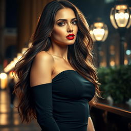 A stunningly beautiful and sexy woman, showcasing a confident and alluring pose