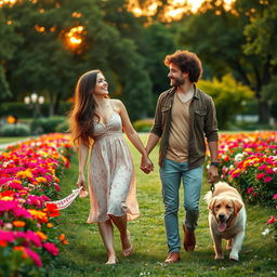 A romantic scene depicting a perfect relationship, showcasing a couple deeply in love, sharing joyful moments together