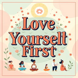 A vibrant and uplifting self-love poster featuring inspiring and empowering affirmations in elegant typography
