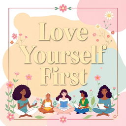A vibrant and uplifting self-love poster featuring inspiring and empowering affirmations in elegant typography
