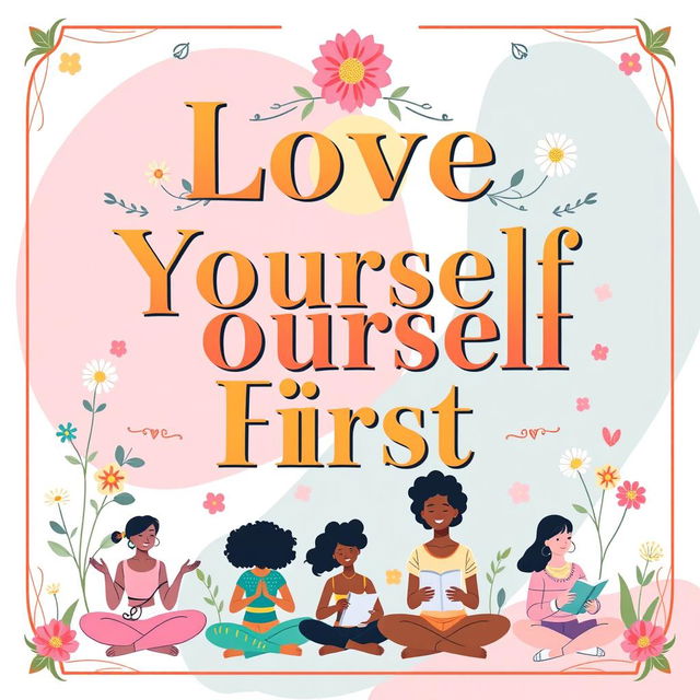 A vibrant and uplifting self-love poster featuring inspiring and empowering affirmations in elegant typography