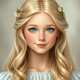 A portrait of a gentle and kind princess embodying nobility and warmth