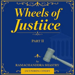 A front facing cover page design for 'Wheels of Justice, Part II: Tales of Lawyer Ramachandra Shastry'