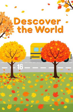 A charming illustration for a children's book titled 'Discover the World: The Four Seasons', aimed at 10-year-olds