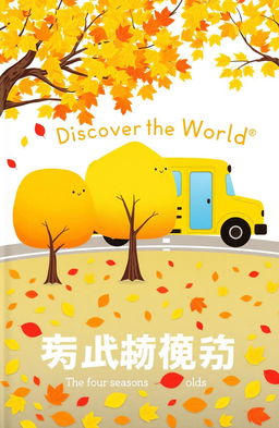 A charming illustration for a children's book titled 'Discover the World: The Four Seasons', aimed at 10-year-olds