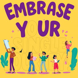 A vibrant and empowering poster design celebrating the strength and independence of staying single