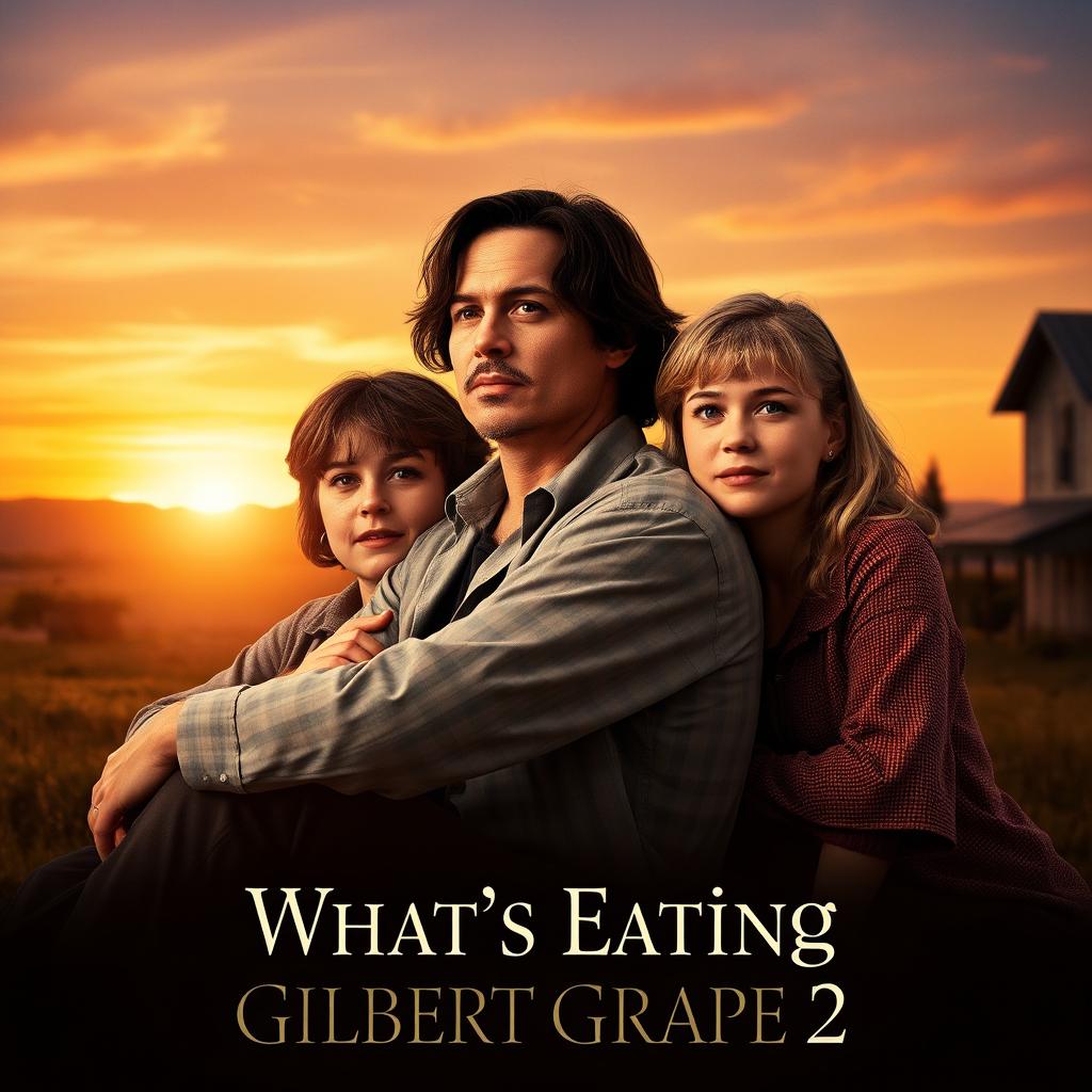 A captivating sequel movie poster for 'What’s Eating Gilbert Grape 2', inspired by the original film poster